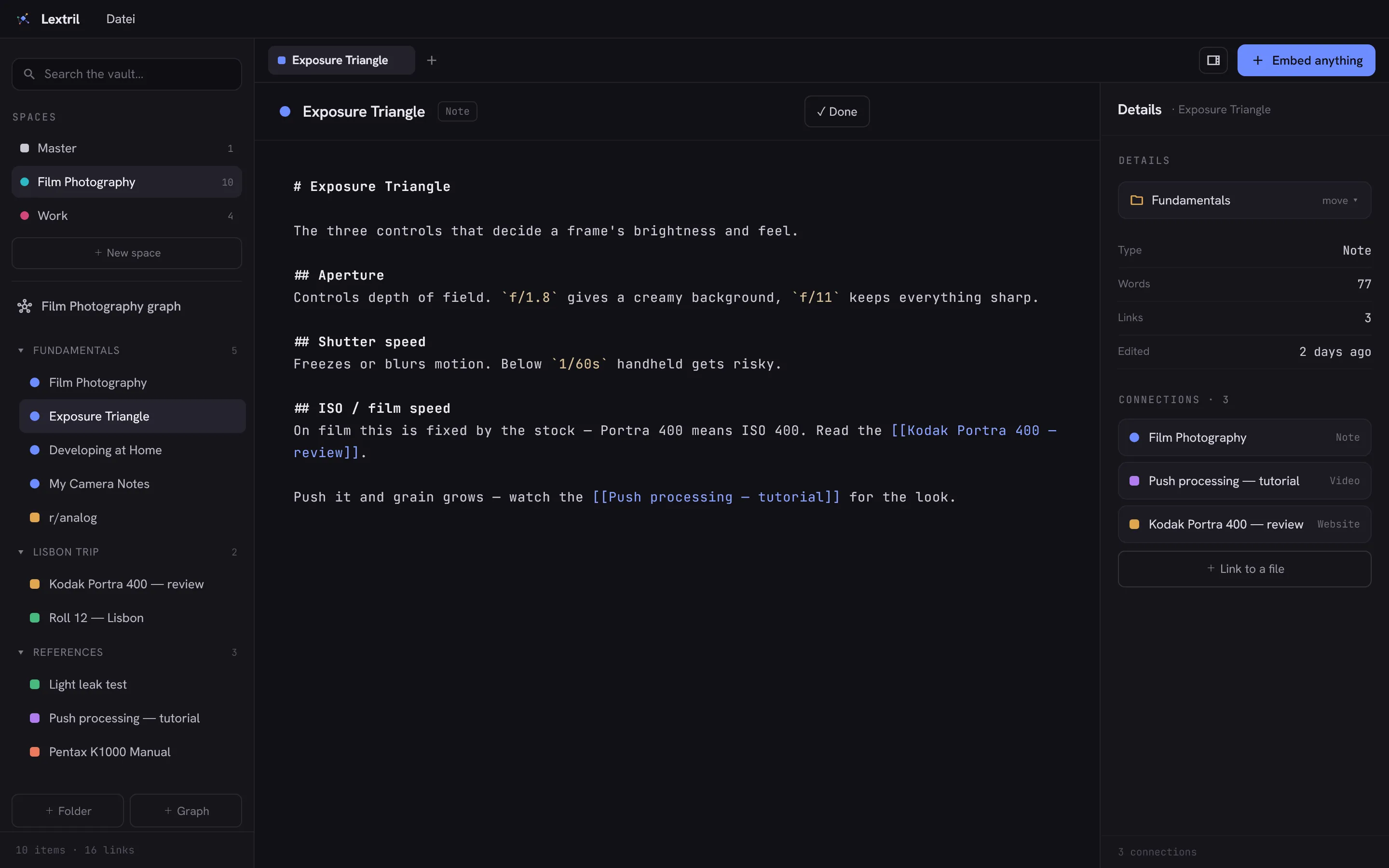 Der Markdown-Editor von Lextril mit Syntax-Highlighting